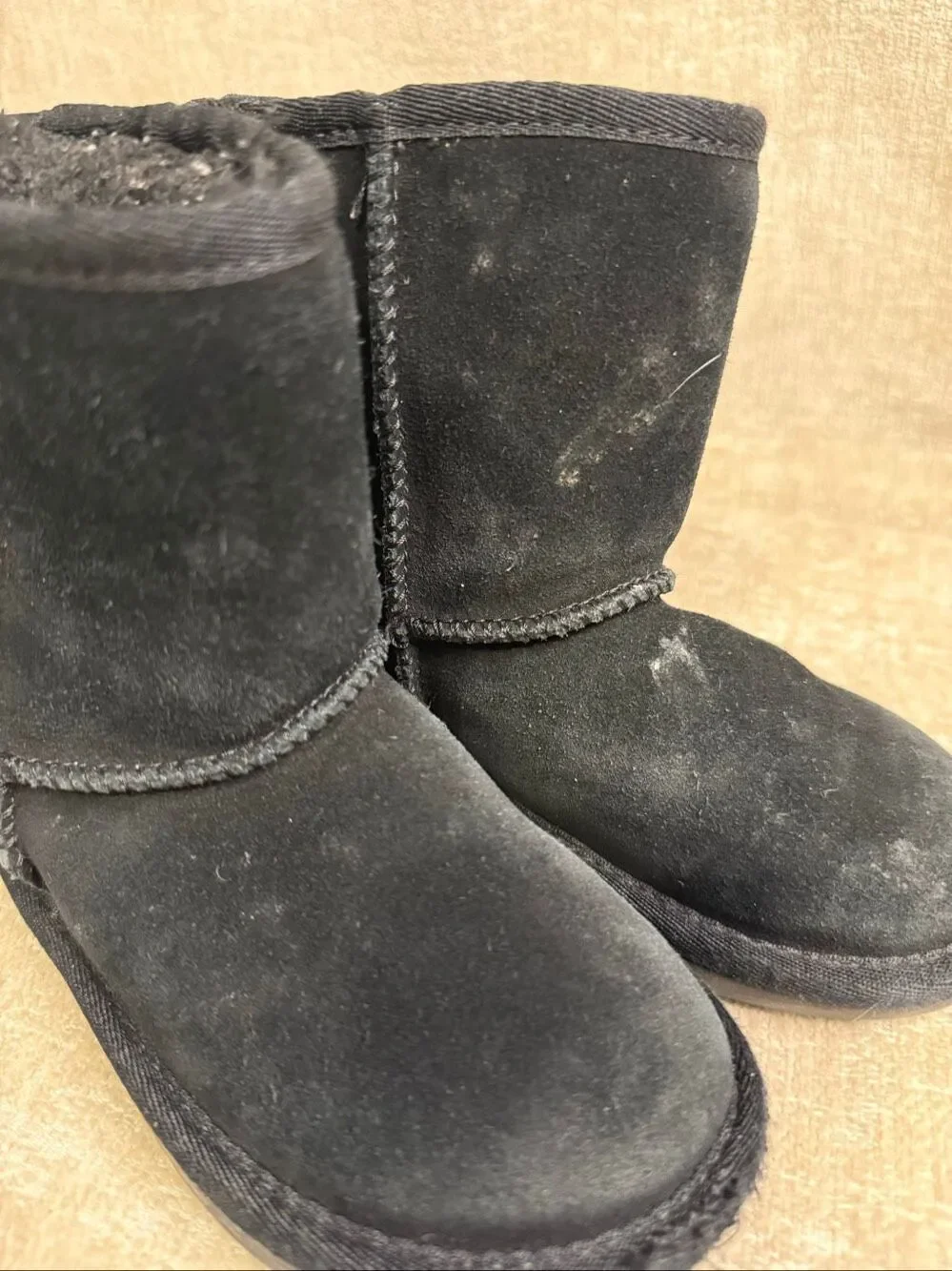Koolaburra by UGG Kids Ankle Pull On Suede Faux Fur Snow Boot Black Size 8